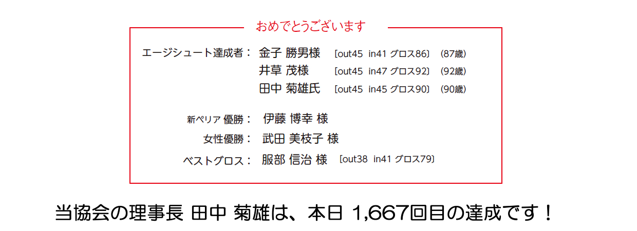エージシュート達成者が3名 おめでとうございます